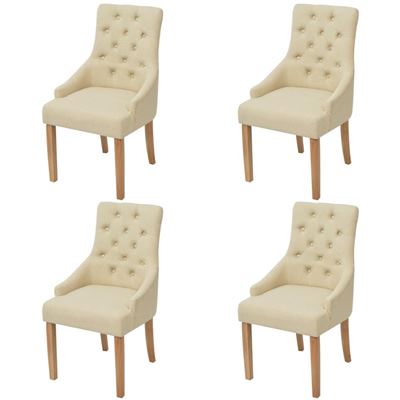 Vidaxl Crema Sillas De Comedor 4 Unidades Tela Color