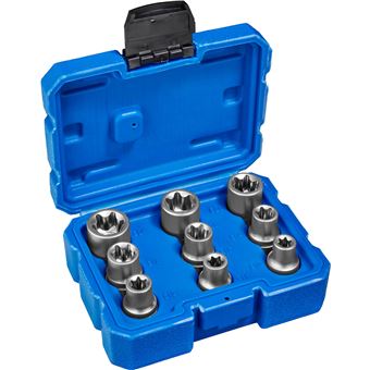 Juego de llaves tubulares Torx exterior 9 piezas, Azul