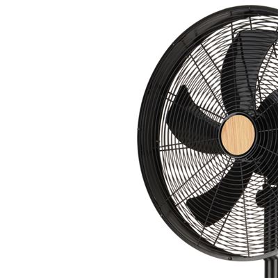 Ventilador De Pie Fabrilamp Falcon Negro/haya 50w Oscilante