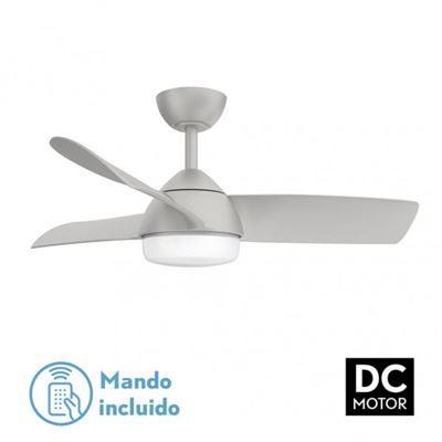 Ventilador De Techo Fabrilamp Led Haur Regulable Con Control Remoto 24w 3cct 2950lm Ip20 Plata