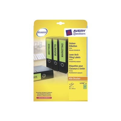 Avery Border Binder Labels, Green 192 x 61mm (20) - Etiquetas de impresora