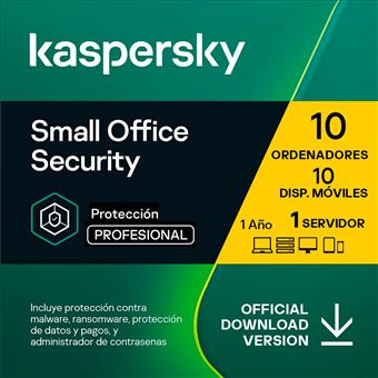Kaspersky Small Office Security - 10 Dispositivios - 10 Móviles - 1 Servidor -  1 Año - Licencia Digital - 1