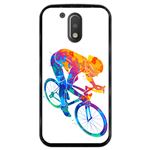 Funda Hapdey para Motorola Moto G4 Plus, Diseño Ciclista colorido abstracto, Silicona flexible, TPU