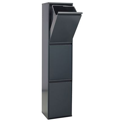 Cubo De Basura Y Reciclaje De Acero De 3 Compartimentos Arregui Basic Cr304-b, 3x17l 51l Antracita