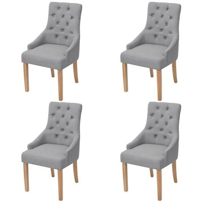 Vidaxl Gris/Claro Sillas De Comedor 4 Unidades Tela