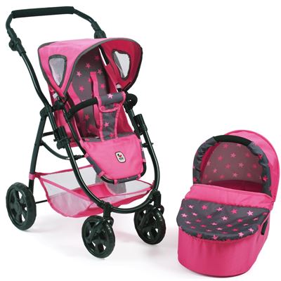 Cochecito De Muñecas Bayer Chic 2000 638 82 2 In 1 'emotion', Estrellitas Pink