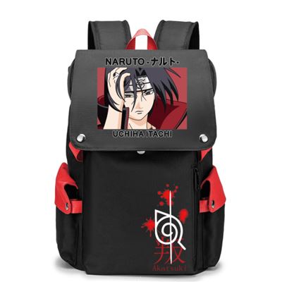 Mochila Naruto Uchiha Itachi Negro Rojo 34x21x48cm Cartera y