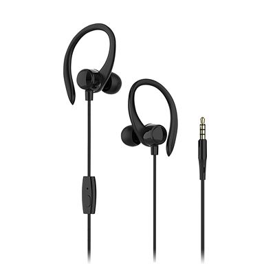 Auriculares Deportivos Con Cable, Botón De Control Incorporado Dam S07 Negro
