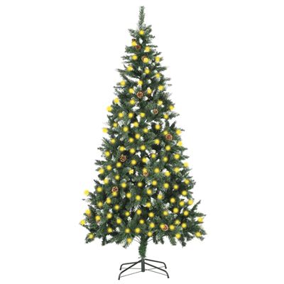 Árbol de Navidad vidaXL artificial con LED y piñas 210 cm