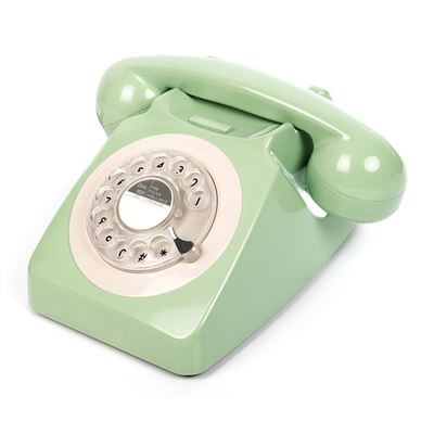Gpo Retro 746 con cable verde fijo de disco estilo los años 70 en espiral timbre menta