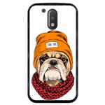 Funda Hapdey para Motorola Moto G4 Plus, Diseño Retrato de bulldog hipster, Silicona flexible, TPU