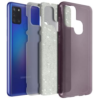 Carcasa Samsung Galaxy A21s efecto Purpurina Extraíble Rosa - 1