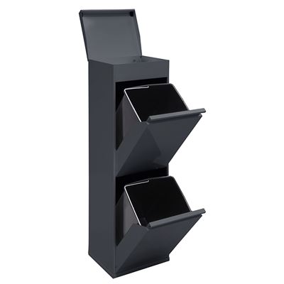 Cubo De Basura Y Reciclaje De 2 Cubos Con Bandeja Superior Arregui Top Cr224-b, 2x17l 34l Antracita
