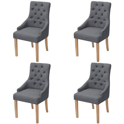 Vidaxl Gris/Oscuro Sillas De Comedor 4 Unidades De Tela