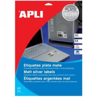 Caja de Etiquetas Plata Resistentes a la Intemperie (poliester) - 45.7 X 21.2 mm - 20 Hojas -apli - 1