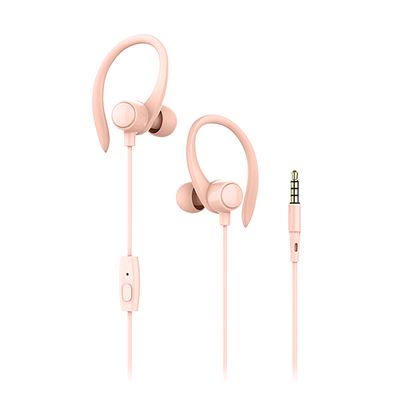 Auriculares Deportivos Con Cable, Botón De Control Incorporado Dam S07 Rosa Claro
