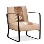 Sillón vidaXL de piel auténtica de cabra y lona de color crema