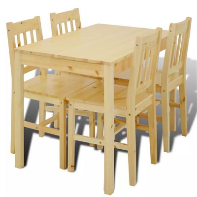 Vidaxl Mesa De Comedor Con 4 Sillas De Madera, Natural