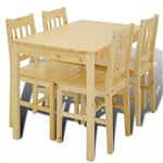 Mesa de comedor vidaXL con 4 sillas de madera, natural