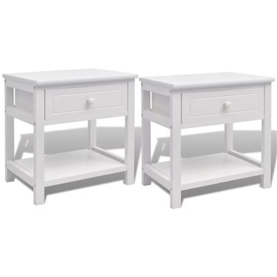 Vidaxl Blanco Mesita De Noche Madera 2 Piezas