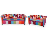 Conjunto de sofás Chesterfield 2 piezas vidaXL tela