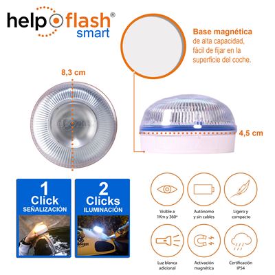 Luz de Emergencia Inteligente Help Flash Smart V16 Homologada DGT + Chaleco  Reflectante Naranja - Electrónica viaje - Los mejores precios
