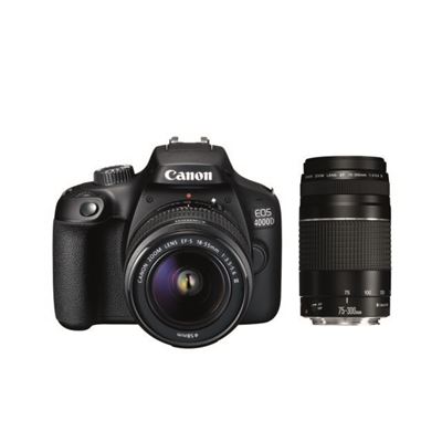 Cámara digital Réflex Canon EOS 4000D 18MP negro KIT EF-S 18-55MM F3.5-5.6 III + EF 75-300MM F4-5.6 III