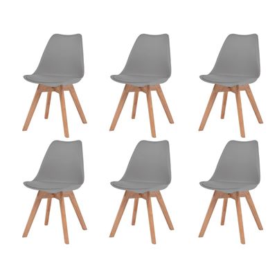 Vidaxl Gris Sillas De Comedor 6 Unidades Cuero Sintético