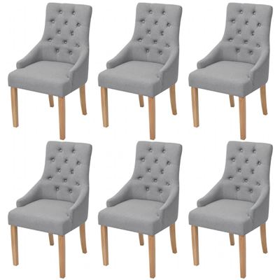 Vidaxl Gris/Claro Sillas De Comedor 6 Unidades De Tela