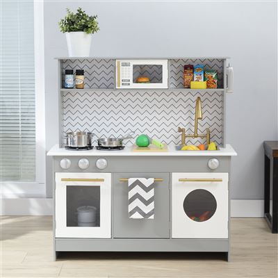 Cocina de juguete de madera gris Teamson Kids para niños/as TD-12681A