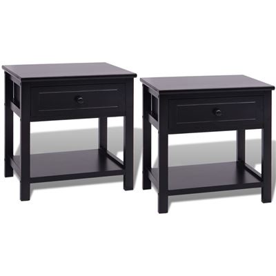 Vidaxl Negro Mesita De Noche Madera 2 Piezas