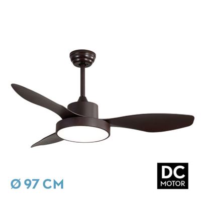 Ventilador De Techo Fabrilamp Led Hayate Regulable Con Control Remoto 24w 3cct 2650lm Ip20 Ø97cm Marrón