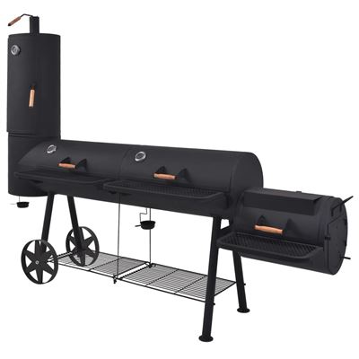 Barbacoa vidaXL, ahumador fuerte de carbón estante inferior Negro XXXL