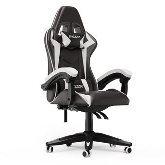 Silla Gaming ergonómica giratoria Biggzia regulable en altura y reposabrazos Blanco y negro - 1