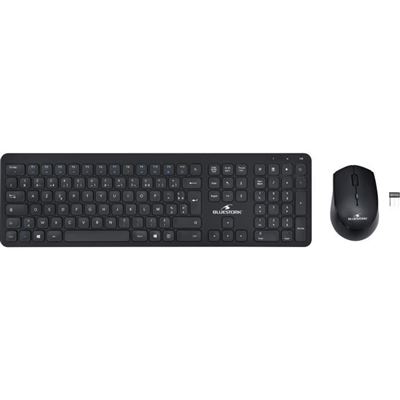 Bluestork Negro Paquete De Ratón Inalámbrico Con Teclado Slim