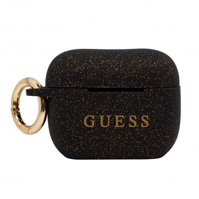 Guess Guacapsilglbk Funda de silicona para airpods pro color negro bolso soft en glitter licencia apple carcasa original