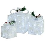 Cajas decorativas de regalo de Navidad vidaXL 3 piezas plateado