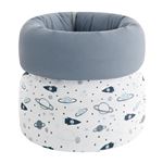 Cesta redonda Pekebaby (21 x 21 cm) Space Adventure Blanco algodón
