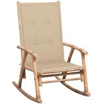 Silla mecedora vidaXL bambú con cojín beige