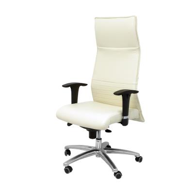 PIQUERAS Y CRESPO Modelo Albacete - Sillón de dirección ergonómico con mecanismo sincro y regulable en altura - Asiento y respaldo tapizados en similpiel crema