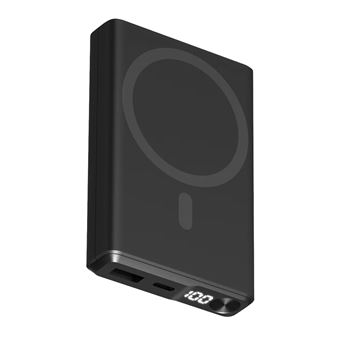Powerbank magnética Ksix 10.000 mAh, Compatible MagSafe, Power Delivery, 22,5 W, Cable USB-A a USB-C, Carga simultánea, Negro - 1