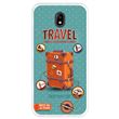 Funda Transparente para Samsung Galaxy J7 2017 - J7 Pro, Diseño Equipaje de viaje vintage con etiquetas, TPU