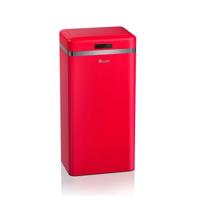 Cubo Basura Swan Swka4500rn Sensor Apertura Automático, Metálico Capacidad 45 Litros, Vintage Diseño Retro Rojo