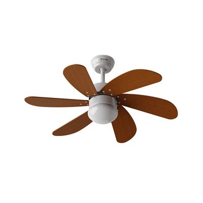 EVVO Ventilador de techo con luz V315 Wood, silencioso, Ø92cm,madera, 6 aspas, 3 velocidades, 56W, invierno-verano