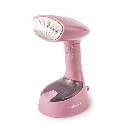 Plancha Vapor Vertical Sokany Portátil 1300w Encendido Rápido Sistema 360 Grados Quita Arrugas Rosa