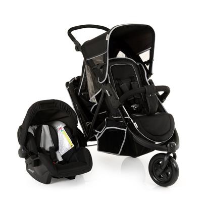 Carrito Bebé Trio hauck freerider shop drive negro y gris silla paseo gemelar para 1 o 2 niños diferentes edades asientos desmontables tandem 0 meses acoplando capazo blando hasta x 15 kg