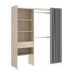 Vestidor con 1 cajón y cortina Suite 160-110 cm Roble