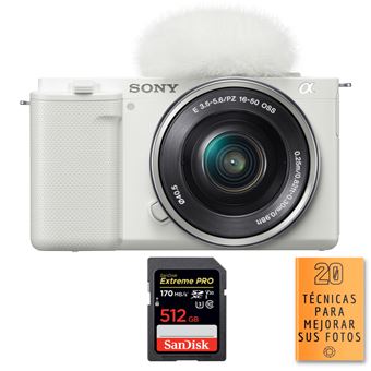 Cámara EVIL Sony ZV-E10 + 16-50mm Blanco + 1 SanDisk 512GB Extreme PRO UHS-I SDXC 170 MB/s + PDF 20 técnicas para mejorar tus fotos - 1