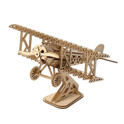 Maqueta Dam De Madera 3d, Diseño De Avioneta Con Movimiento Mecánico. 105 Piezas. Color: Madera