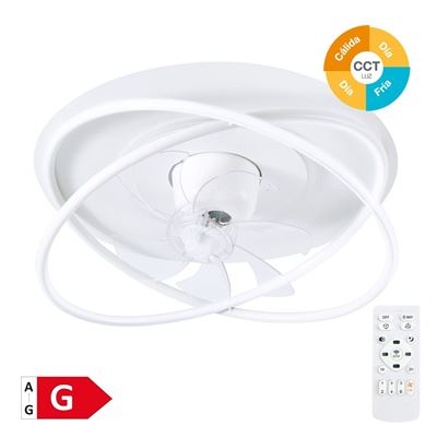Ventilador De Techo Niaros Rotativo Olmeto Con Luz Led Regulable Y Mando A Distancia 36w 3cct 4827lm Blanco